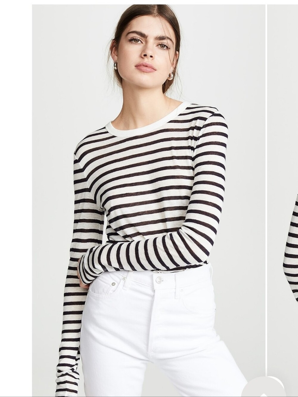 Alexander Wang Classic Striped Slub Jersey Long Sleeve Tee In Navy & White